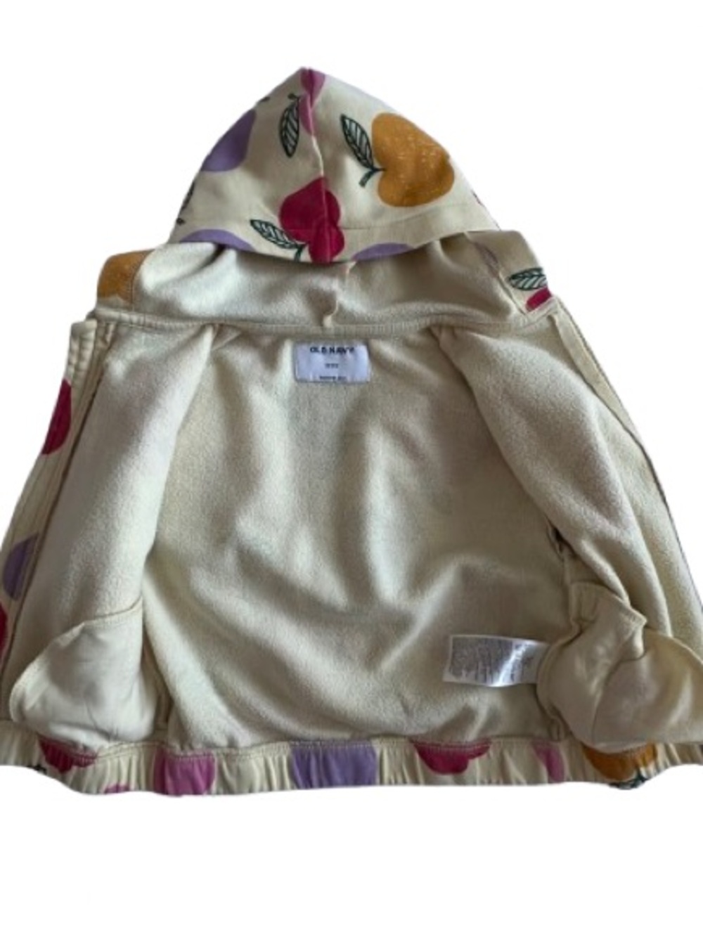 Old Navy Baby Girl 18-24M Cream Hoodie & Joggers Set with Apple Multicolor Print - Picture 4 of 14